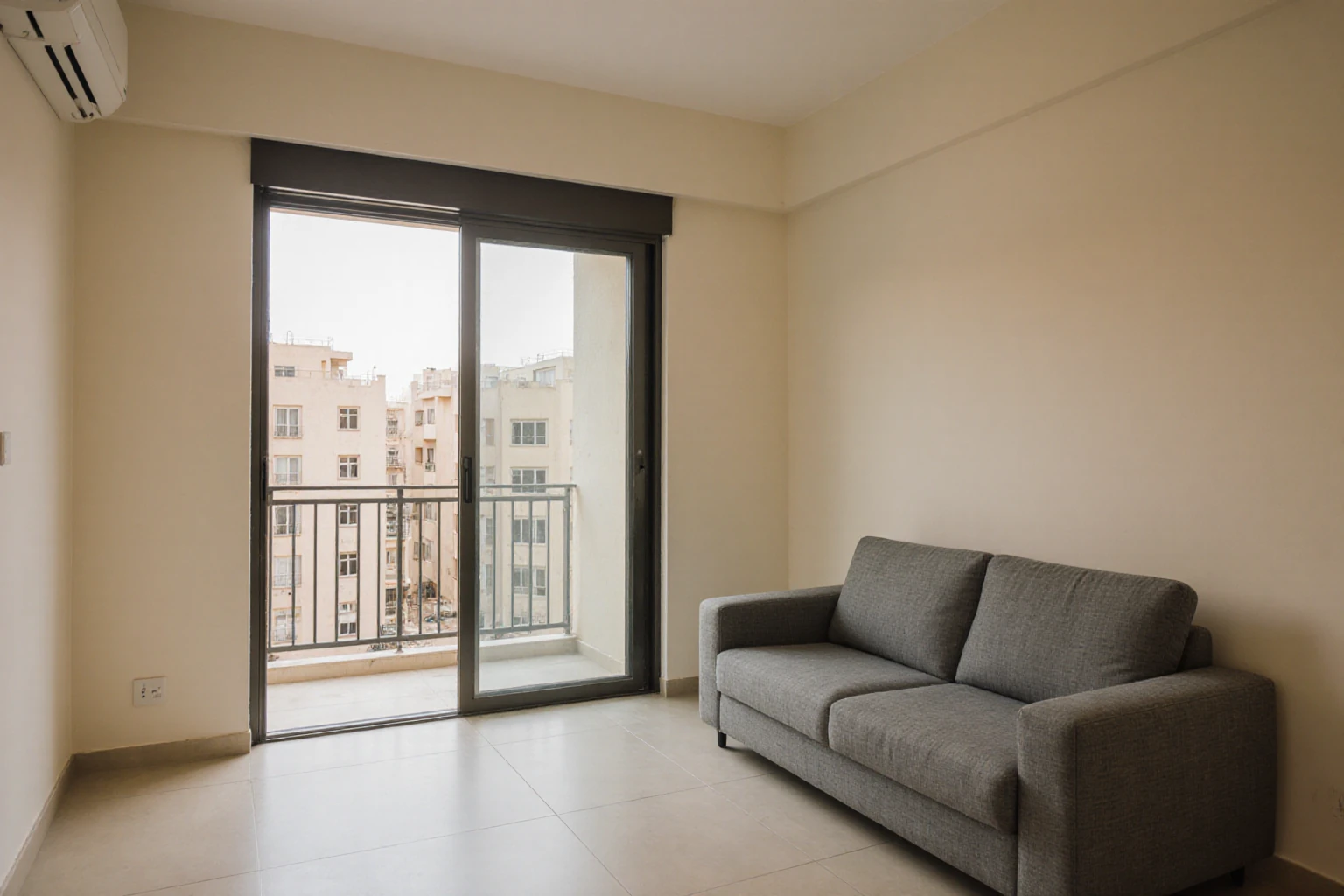 Bright apartment living room with balcony access